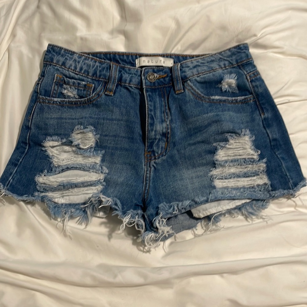 nature denim ripped jean shorts